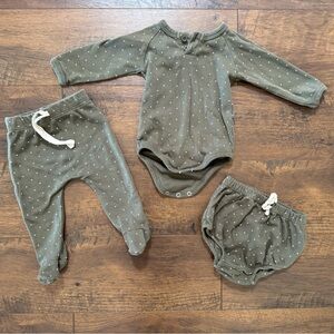 Jamie Kay Olive Green Baby polka dot Outfit matching Set